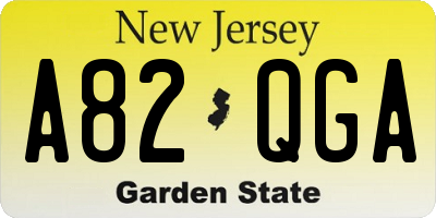 NJ license plate A82QGA