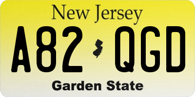 NJ license plate A82QGD