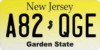 NJ license plate A82QGE