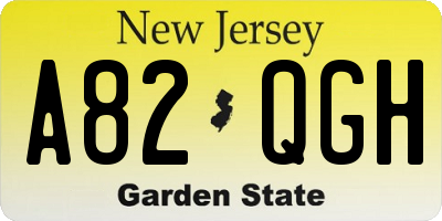 NJ license plate A82QGH