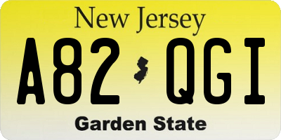 NJ license plate A82QGI