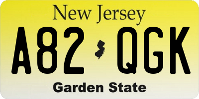 NJ license plate A82QGK