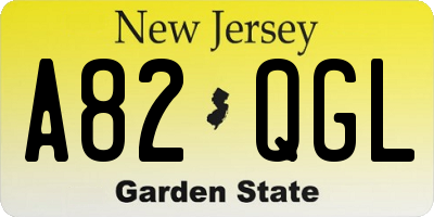 NJ license plate A82QGL