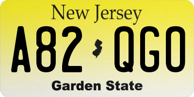 NJ license plate A82QGO