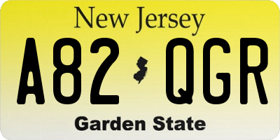 NJ license plate A82QGR