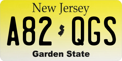 NJ license plate A82QGS