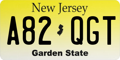 NJ license plate A82QGT
