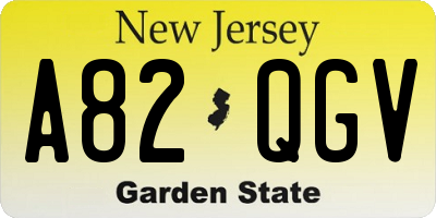 NJ license plate A82QGV