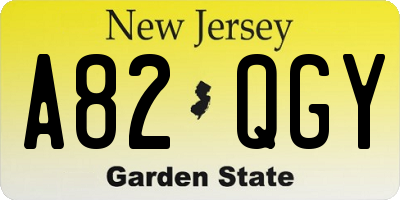 NJ license plate A82QGY