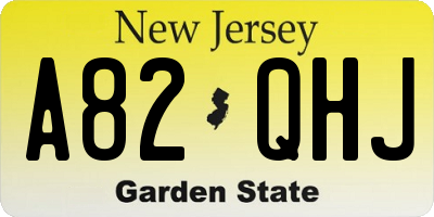 NJ license plate A82QHJ