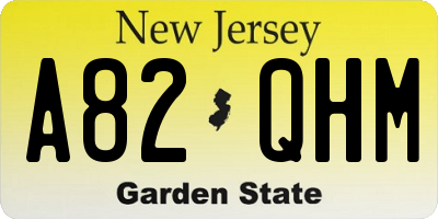 NJ license plate A82QHM