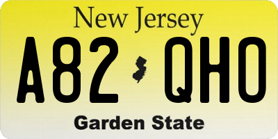 NJ license plate A82QHO