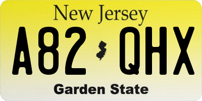 NJ license plate A82QHX