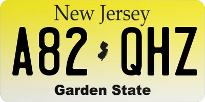 NJ license plate A82QHZ