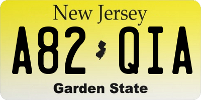 NJ license plate A82QIA