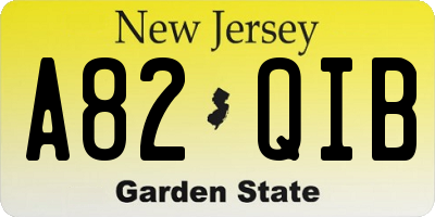 NJ license plate A82QIB