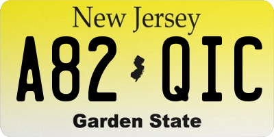 NJ license plate A82QIC