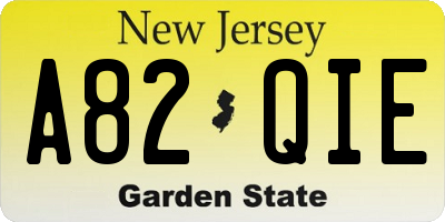 NJ license plate A82QIE