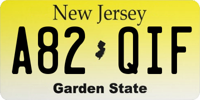 NJ license plate A82QIF