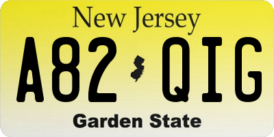 NJ license plate A82QIG