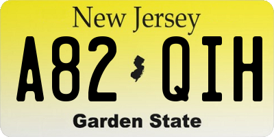 NJ license plate A82QIH