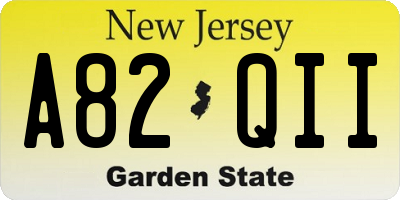 NJ license plate A82QII