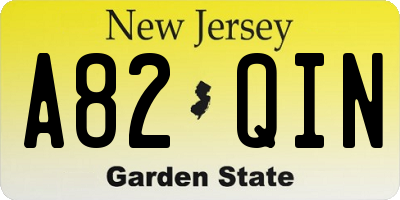 NJ license plate A82QIN