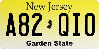 NJ license plate A82QIO