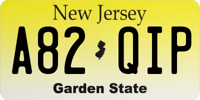 NJ license plate A82QIP