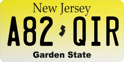 NJ license plate A82QIR
