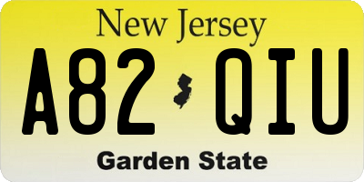 NJ license plate A82QIU