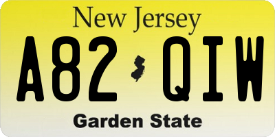 NJ license plate A82QIW