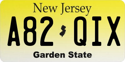 NJ license plate A82QIX
