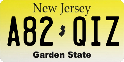 NJ license plate A82QIZ