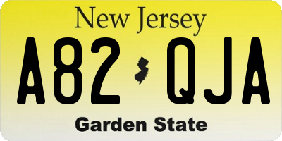 NJ license plate A82QJA