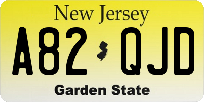 NJ license plate A82QJD