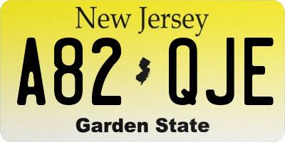 NJ license plate A82QJE