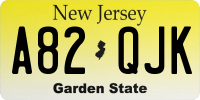 NJ license plate A82QJK