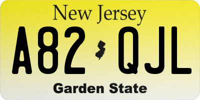 NJ license plate A82QJL