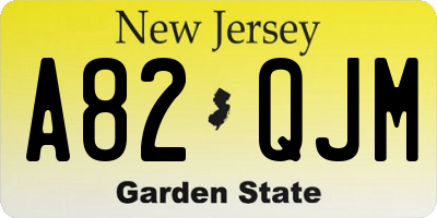 NJ license plate A82QJM