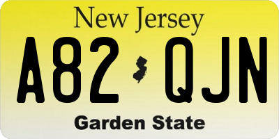 NJ license plate A82QJN