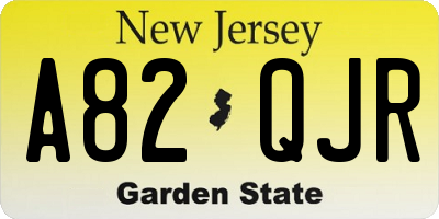 NJ license plate A82QJR