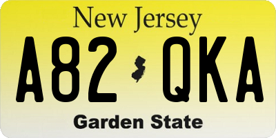 NJ license plate A82QKA
