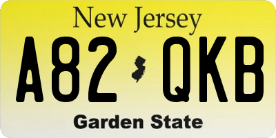 NJ license plate A82QKB