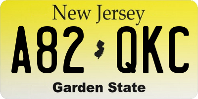 NJ license plate A82QKC