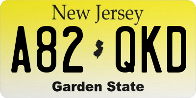 NJ license plate A82QKD