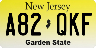 NJ license plate A82QKF