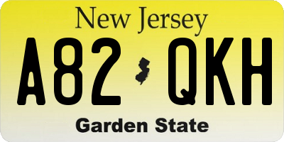 NJ license plate A82QKH