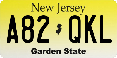 NJ license plate A82QKL