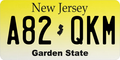 NJ license plate A82QKM
